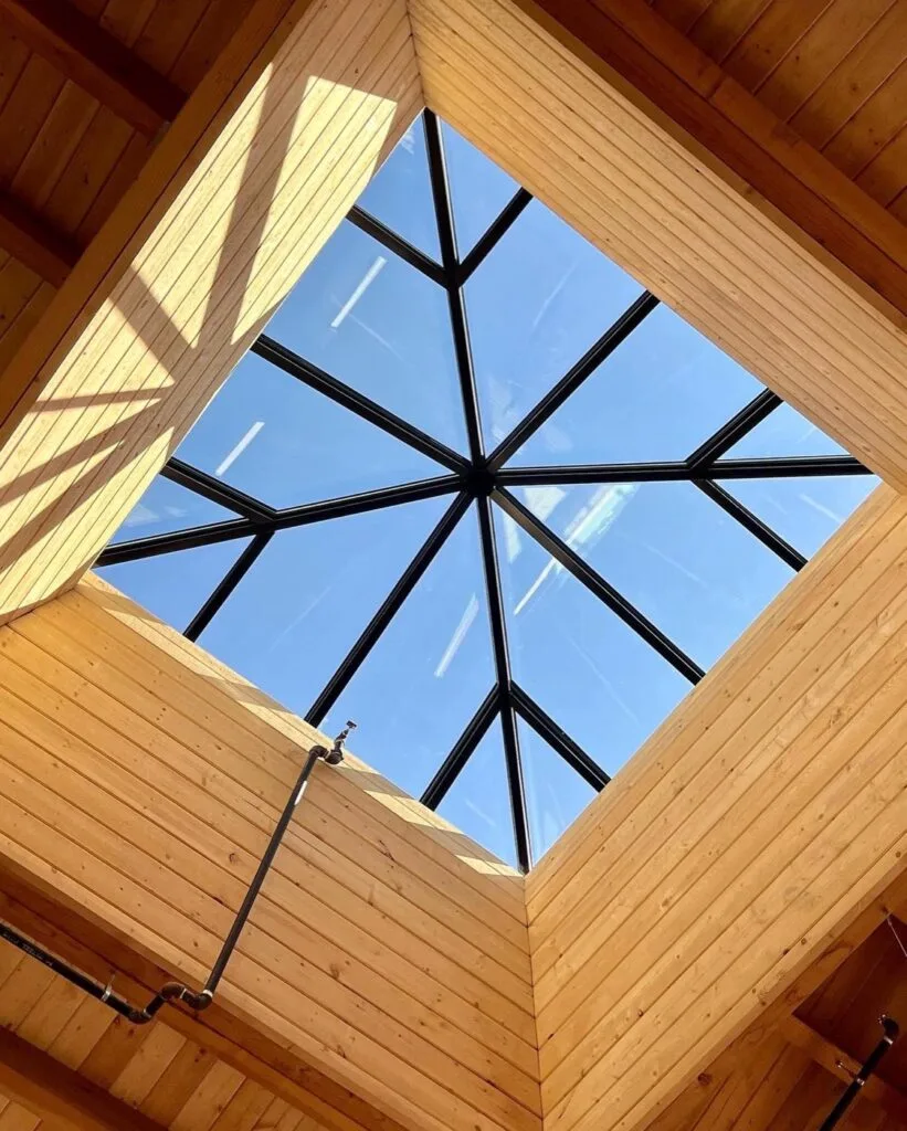 Custom glass ridgelite skylight installation in Los Angeles