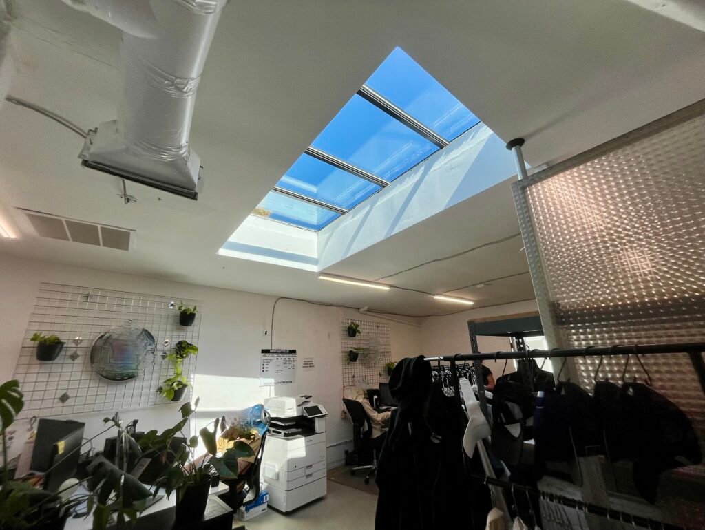 Custom flat glass skylight installed in Santa Monica — Hollywood Skylights